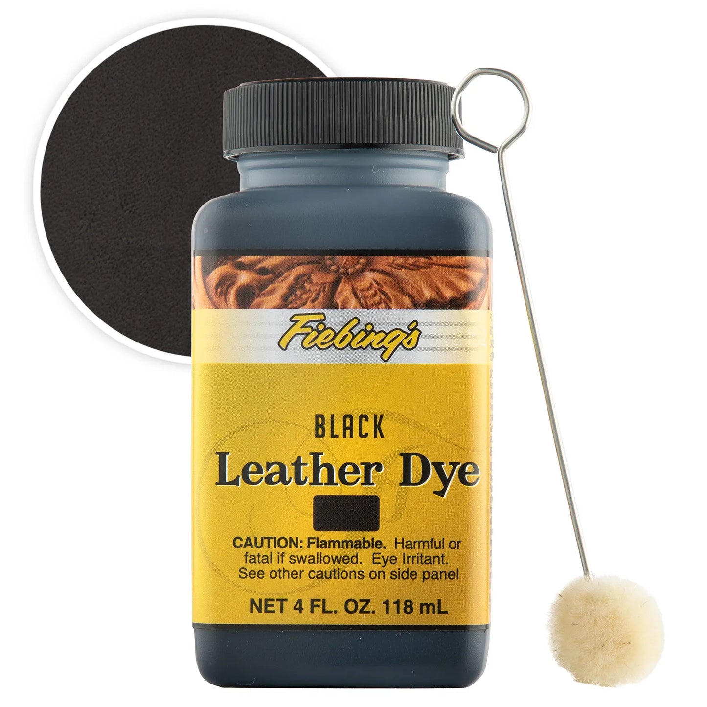 Fiebing’s Alcohol-Based Leather Dye 4 oz. Bundle Black & Brown + Applicator Included