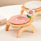 Cat Food Bowl With Wood Holder Stand Flower Shaped Ceramic Food Dish Water Bowl Cat Feeding Drinking Plates Multi Color