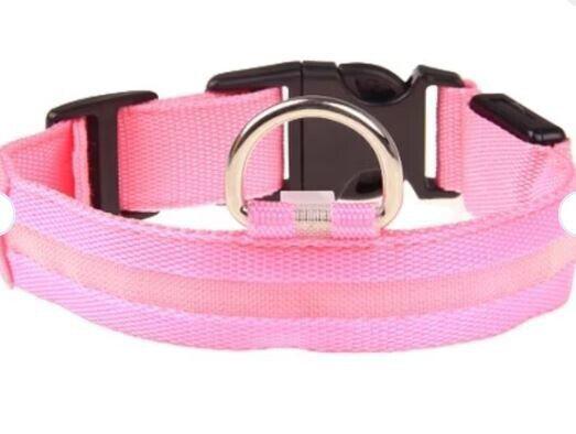LED Adjustable Dog Collar- 5 Sizes 7 Colors  Blinking Flashing/Solid