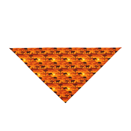Savanna Sunset Tapestry: Elephants and Acacias in Endless Horizon - Pet Bandana Pet Zen
