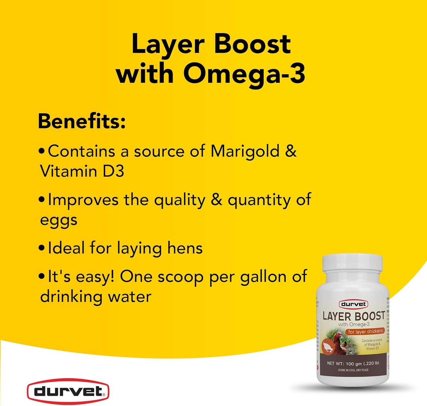 Durvet Layer Boost for Layer Chickens Poultry Vitamin & Electrolyte Supplement 100g