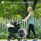 Pet Stroller 4 Wheel Dog Cat Foldable Removable Carrier 33lb Black