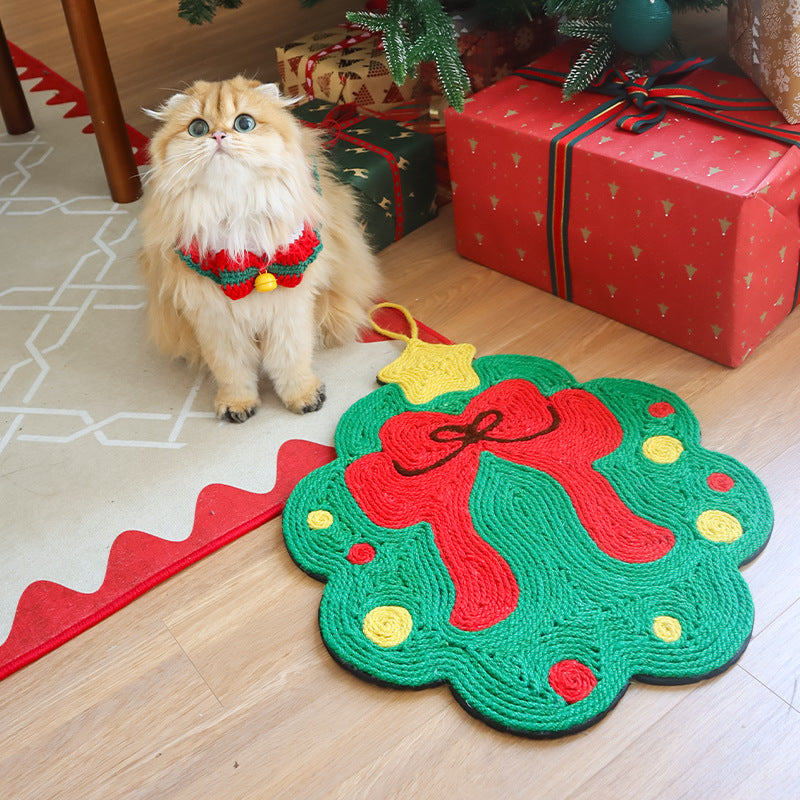 Christmas Sisal Mat Cat Scratch Board No Dandruff Wear-resistant
