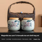 Hand-painted Magnolia Tea Storage Containers and Brocade Bag