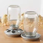 Mason Jar Baby Chick Feeder & Waterer Set - Galvanized Base with Glass Jar Bundle