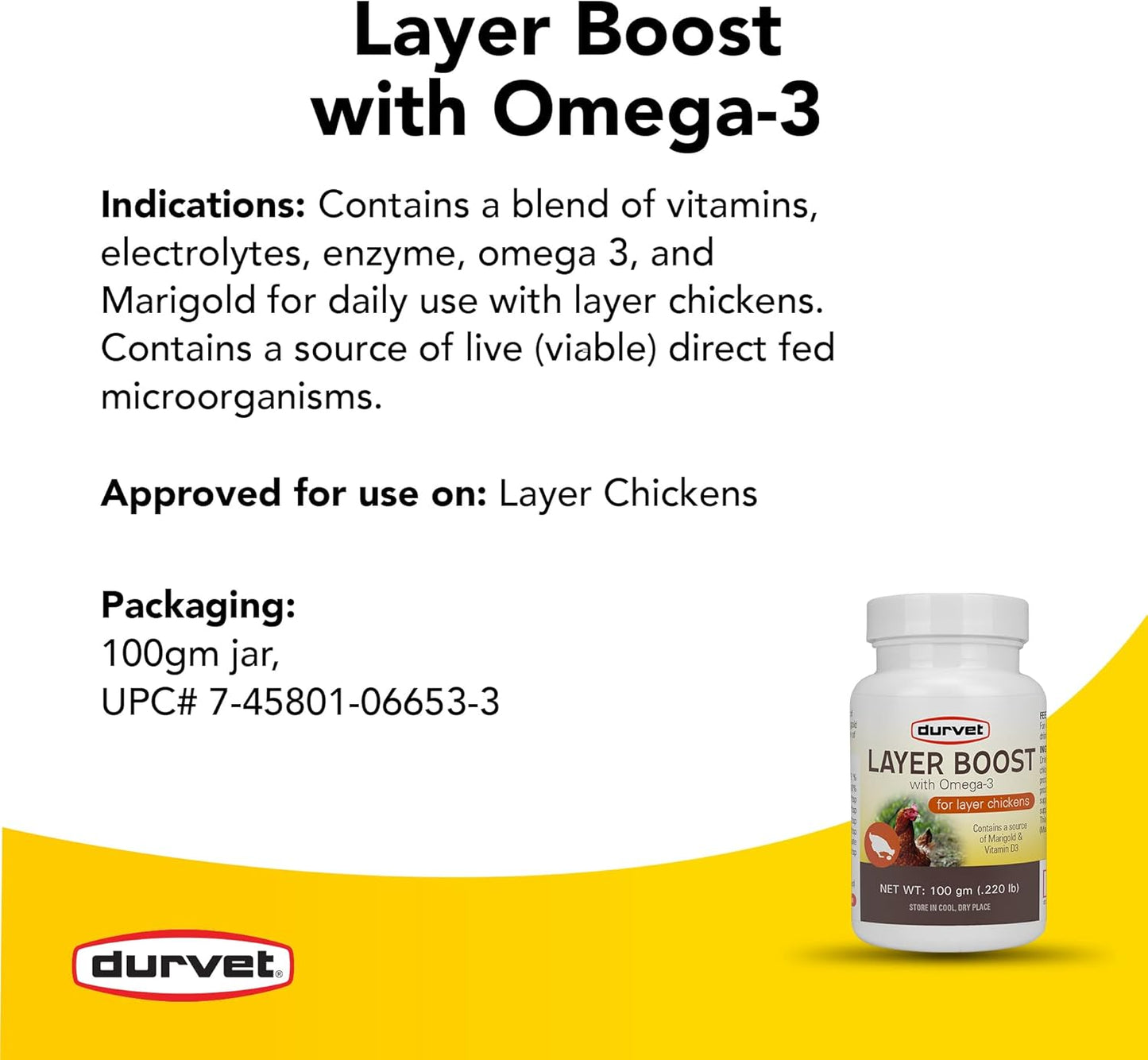 Durvet Layer Boost for Layer Chickens Poultry Vitamin & Electrolyte Supplement 100g