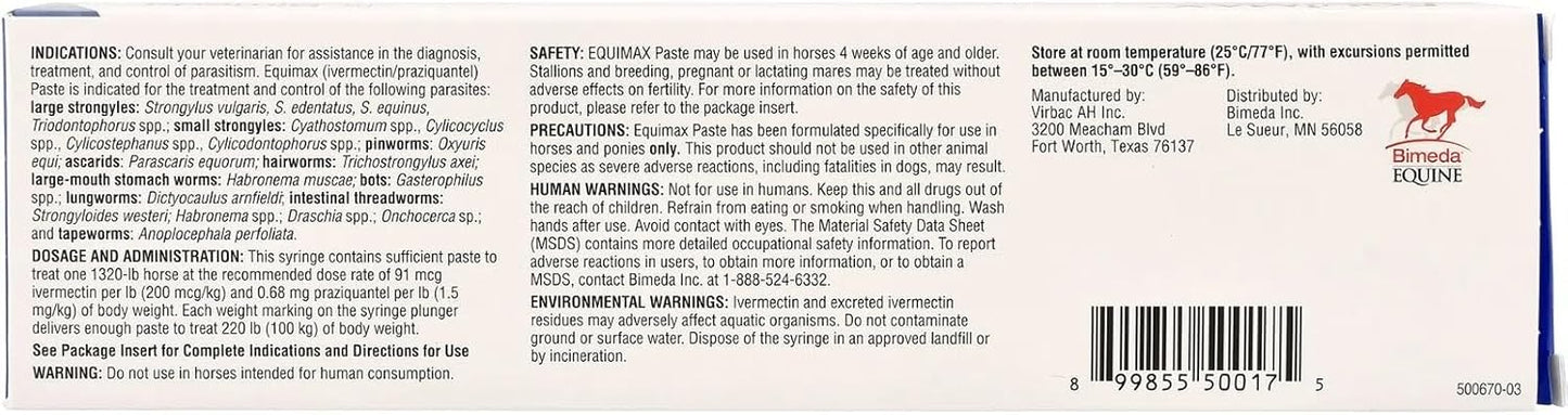 Equimax Horse Wormer Tapes and All Major Parasites 1 Tube
