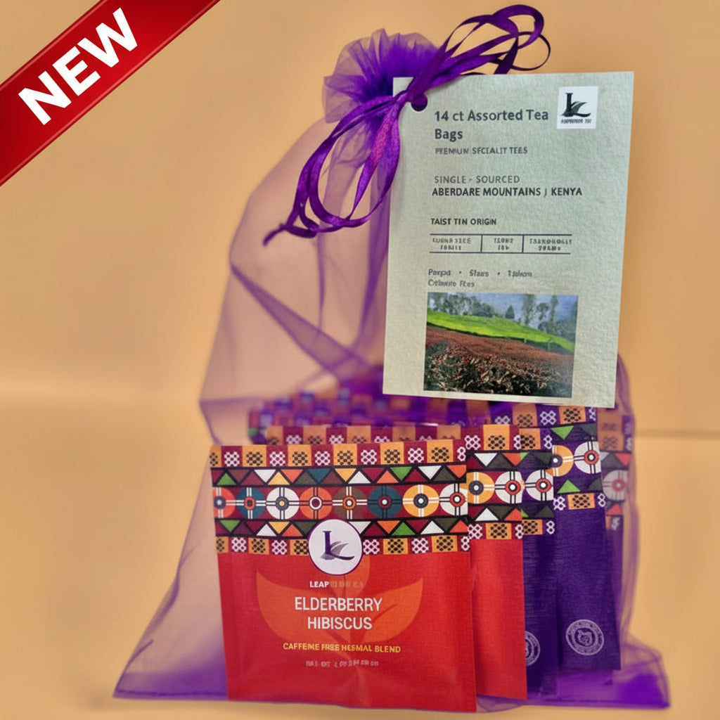 Bolsa de regalo con 14 sobres surtidos de té keniano