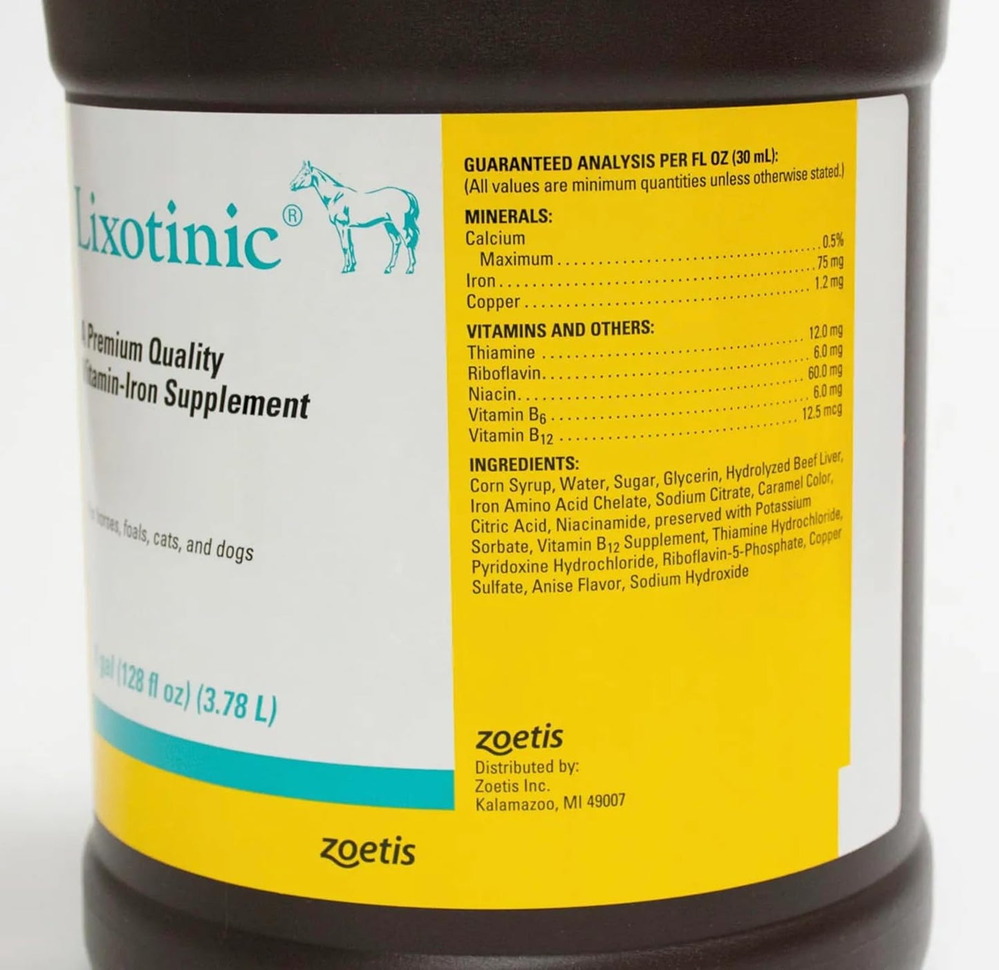 Pfizer Lixotinic Vitamin Mineral Supplement Horses Dogs Cats Foals Gallon