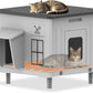 Heavy-Duty Heated Outdoor Cat House with Escape Door – Green or Grey, 2 Sizes