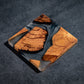 Chinese Tea Ceremony Coaster Set, 6-Piece Resin & Wood