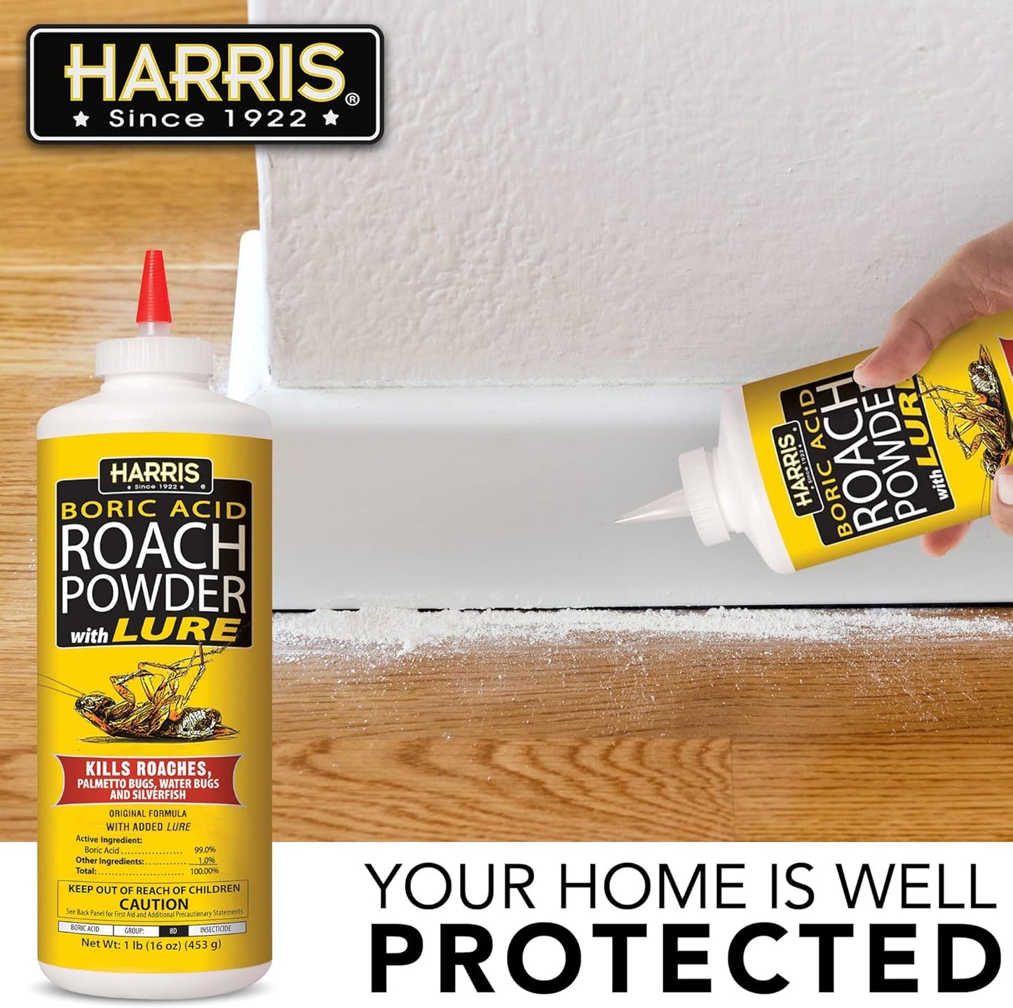 Harris Boric Roach Powder with Lure 16 oz. Puffer for Roaches Silverfish