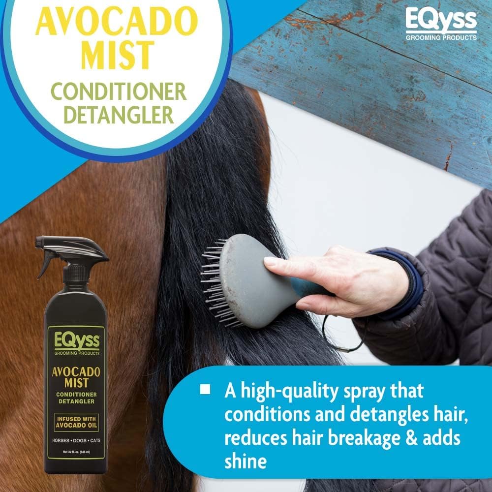 EQyss Avocado Mist Conditioner Spray 32oz. Horse Detangler Shine Reduce Breakage