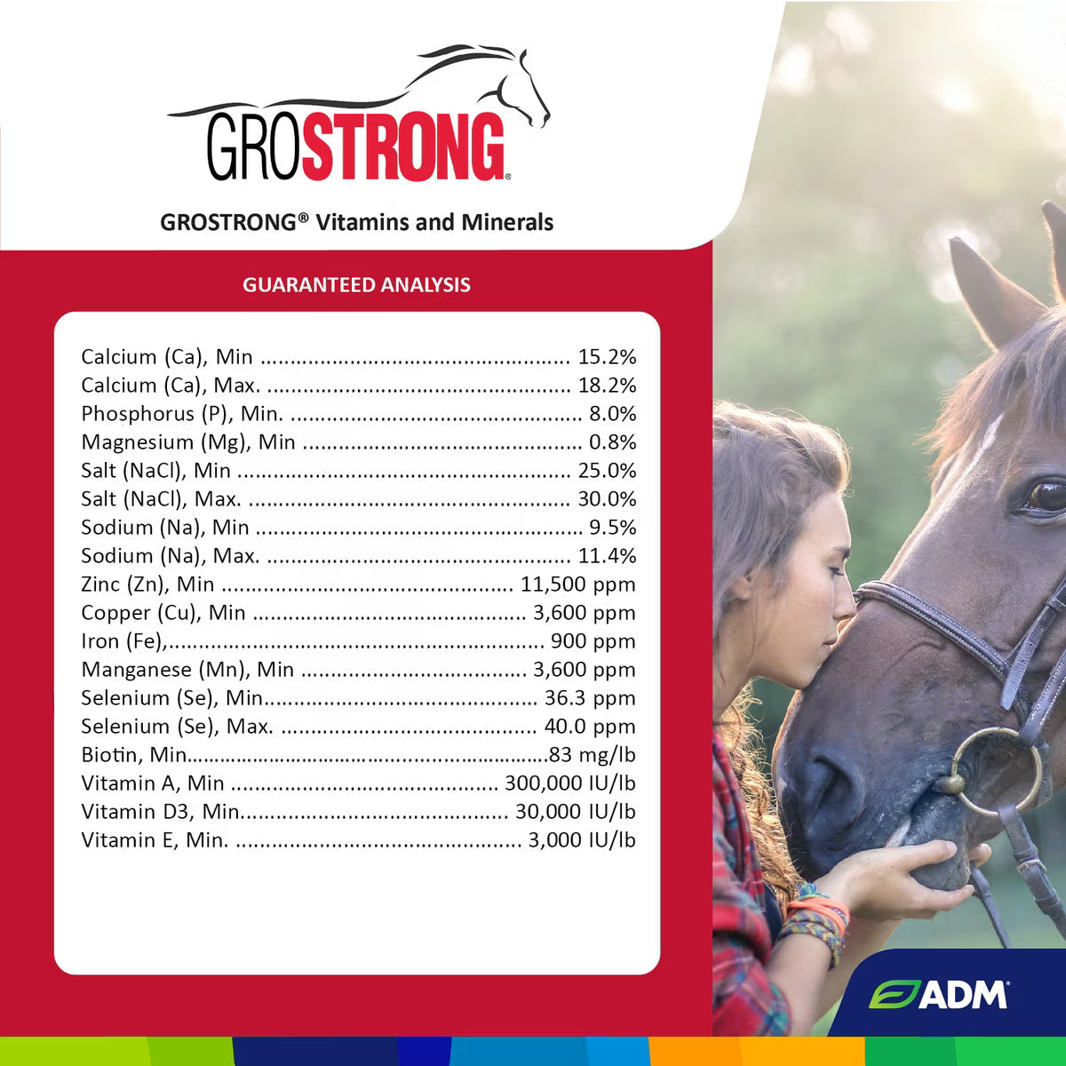 ADM Grostrong Horse Feed Vitamin & Mineral Nutrition 25 lbs.