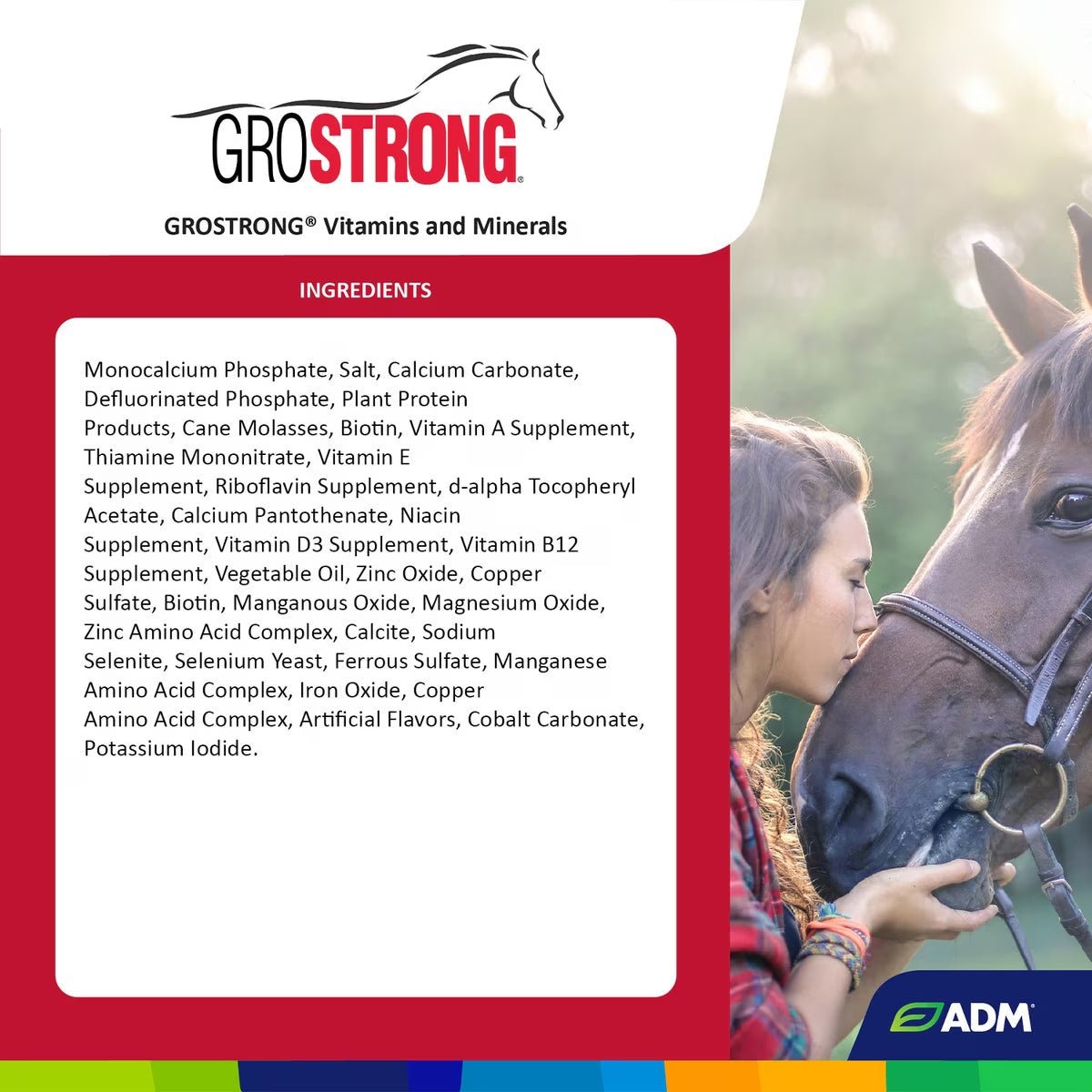ADM Grostrong Horse Feed Vitamin & Mineral Nutrition 25 lbs.