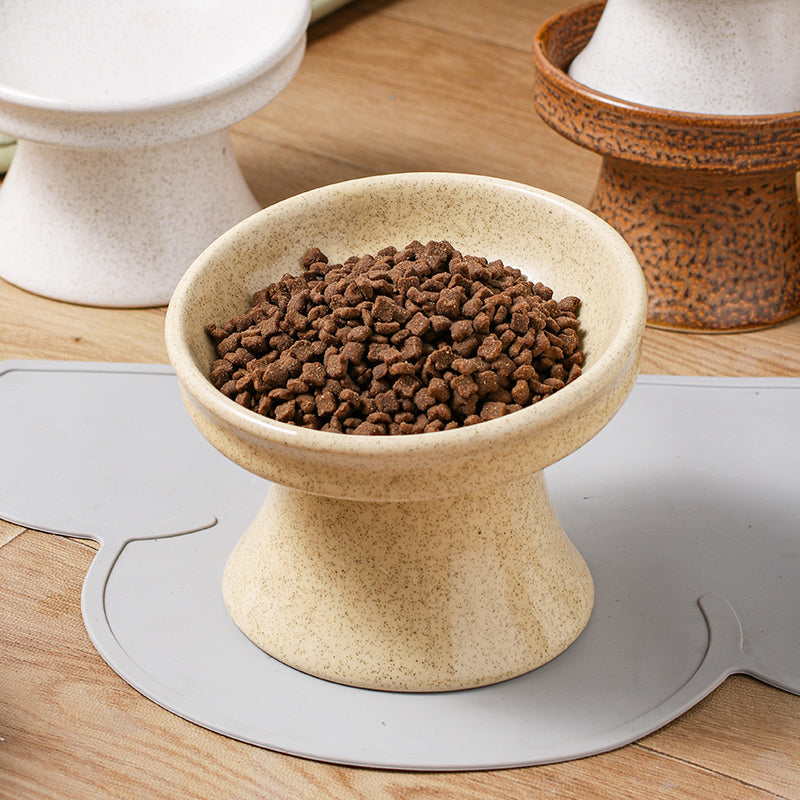 Cat Bowl Ceramic Shallow Mouth High Foot Anti Overturn Double