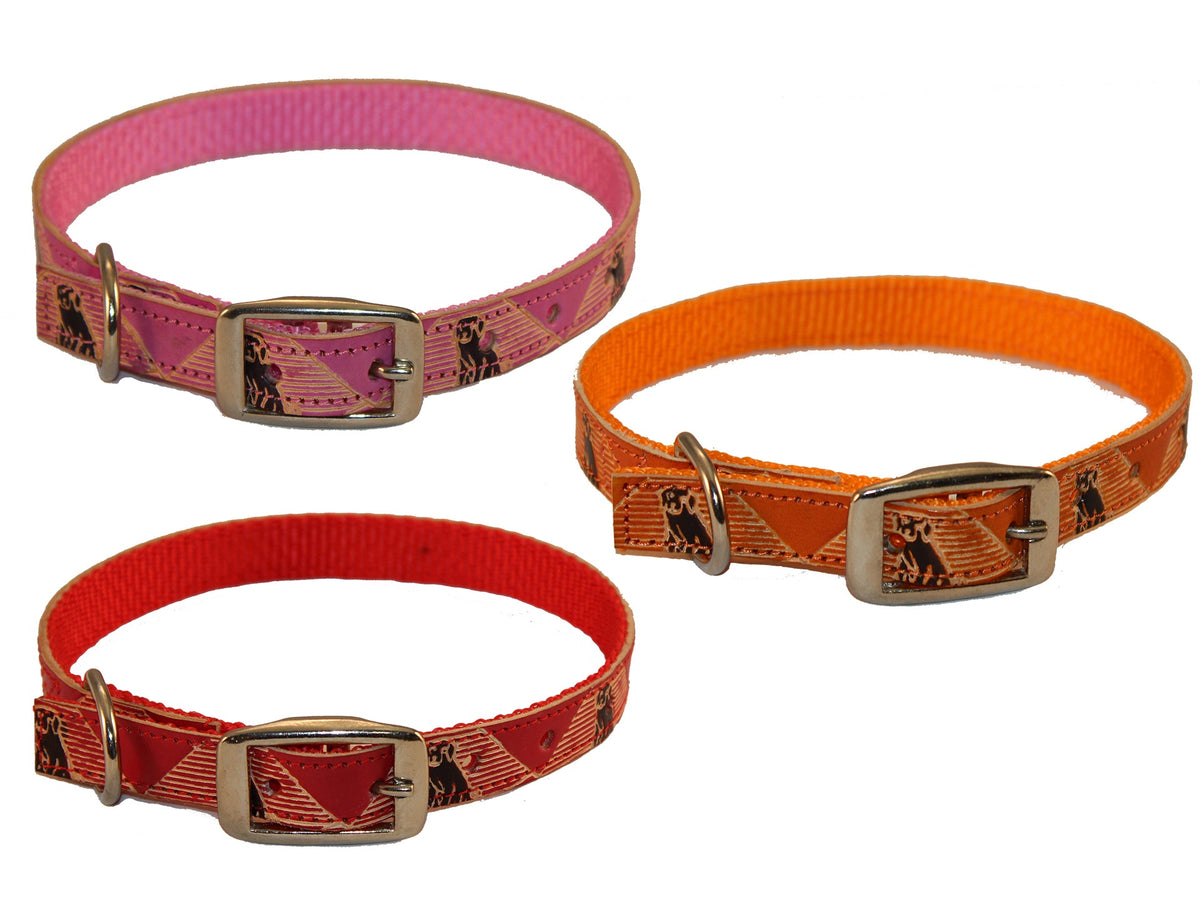 Collares para perros de cuero pintado a mano sobre nailon por cuteNfuzzy