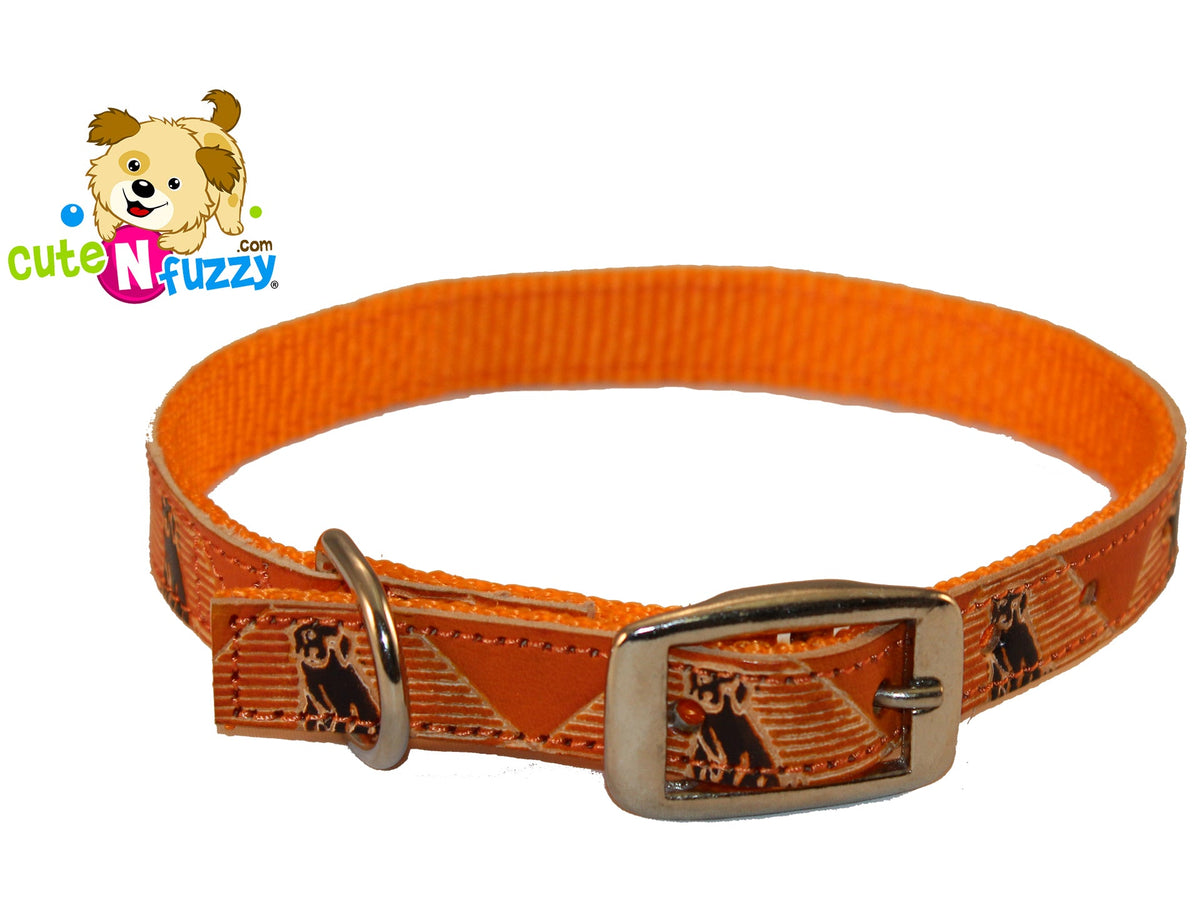 Collares para perros de cuero pintado a mano sobre nailon por cuteNfuzzy