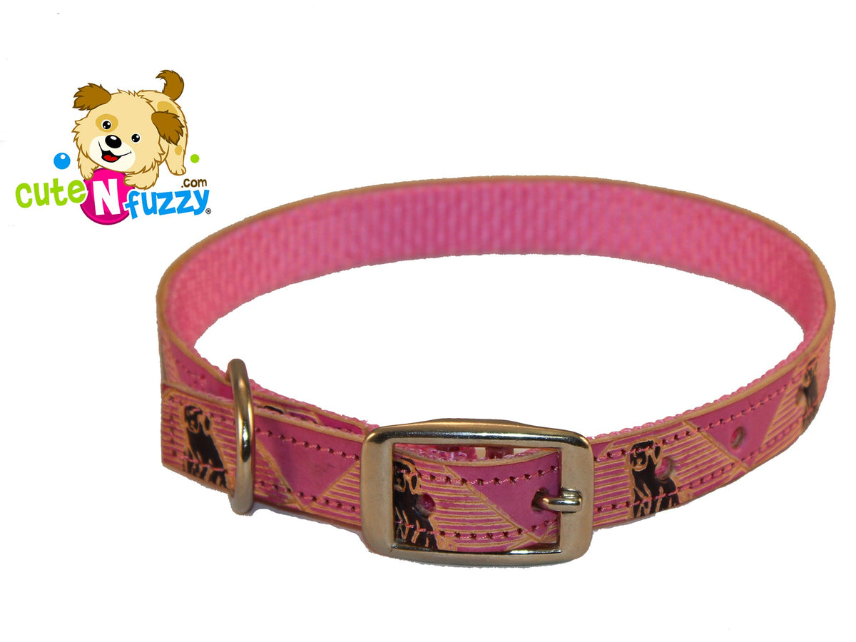 Collares para perros de cuero pintado a mano sobre nailon por cuteNfuzzy