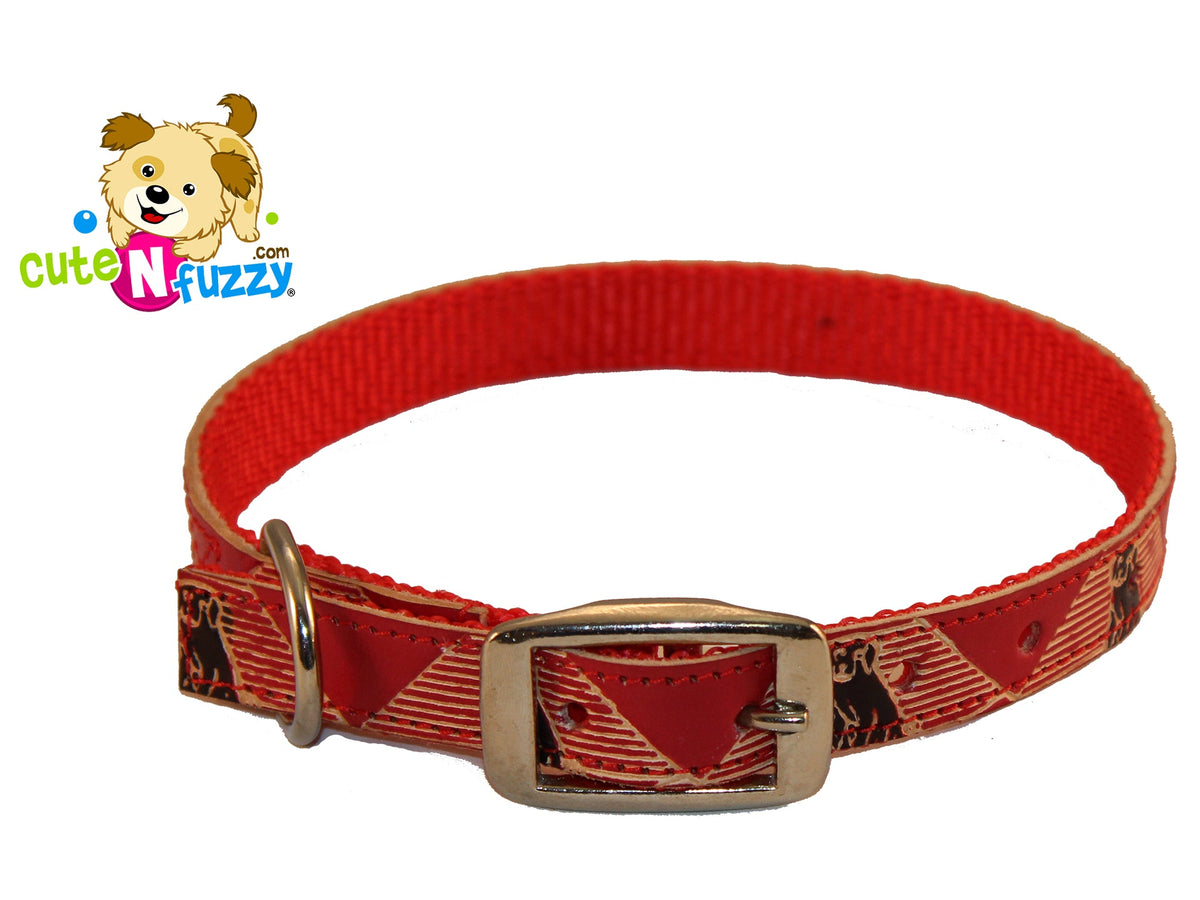 Collares para perros de cuero pintado a mano sobre nailon por cuteNfuzzy