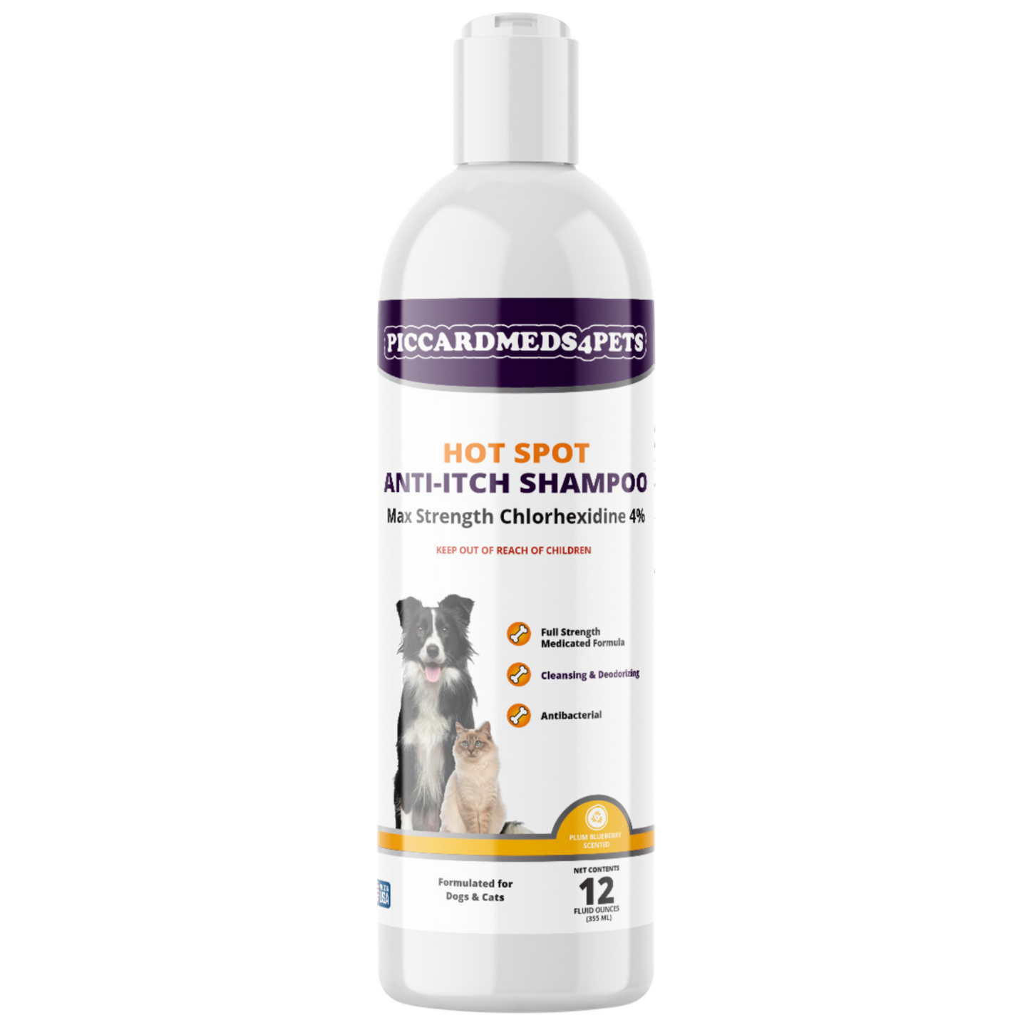Piccardmeds4pets Hot Spot Anti-Itch Max Strength Pet Shampoo 12 oz. + FREE Bandana!