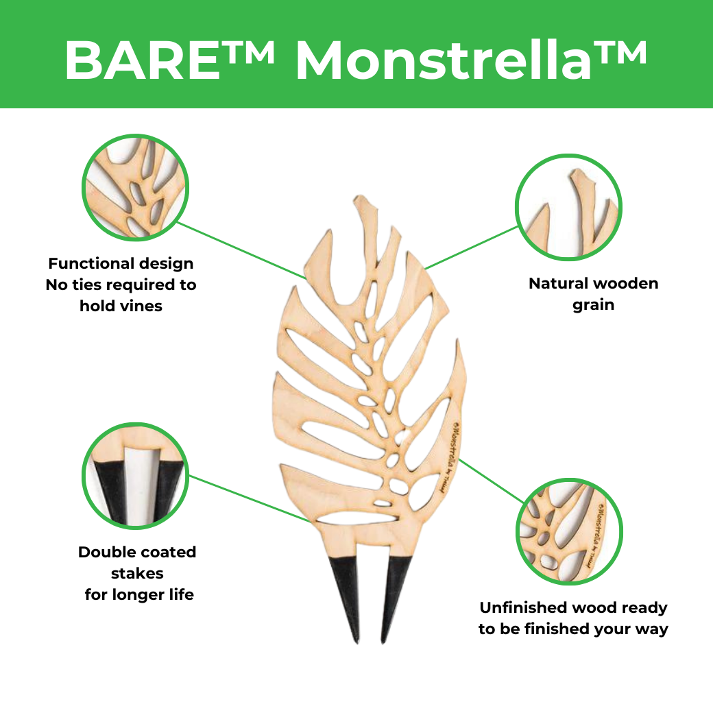 BARE™ Monstrella™ - Customizable Monstera shaped wooden plant support