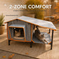 Heated Outdoor Cat House with Terrace & Feeding Bowl