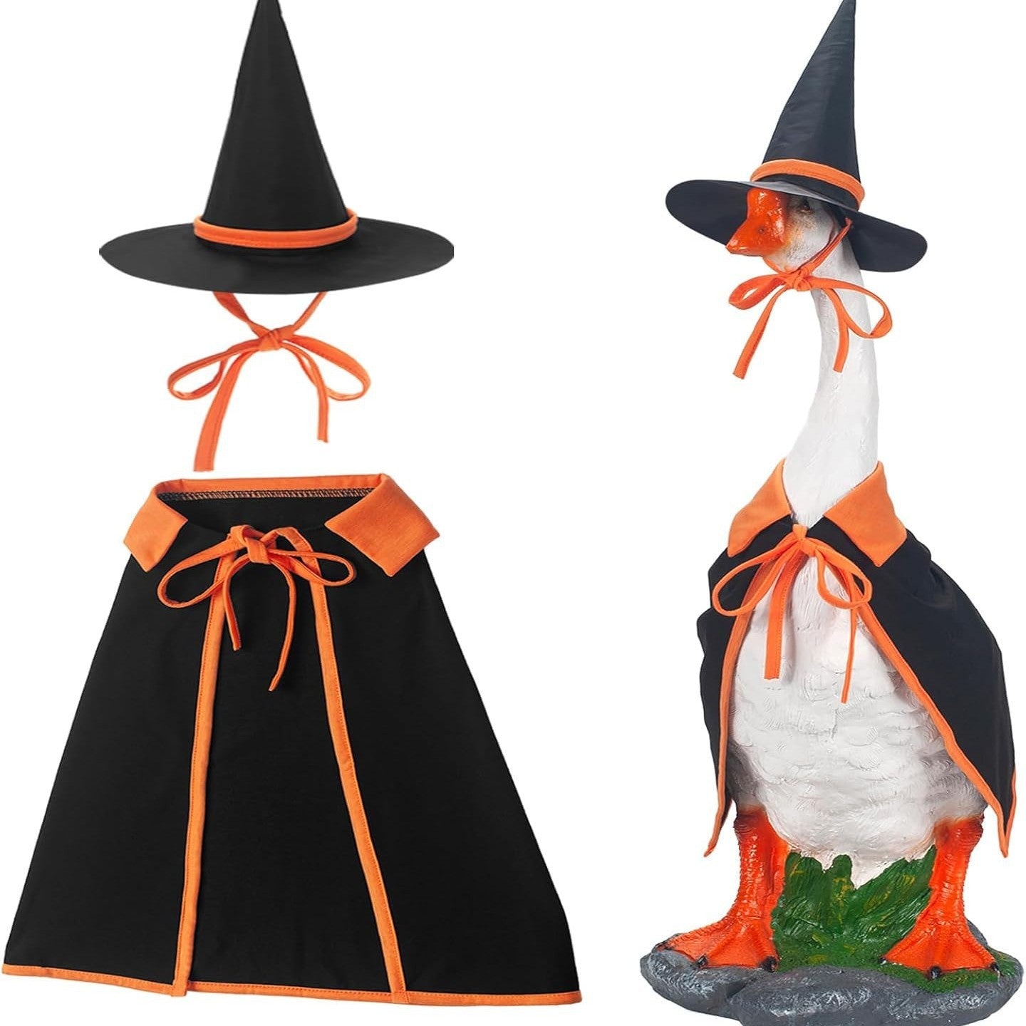 Halloween Fall Porch Goose Outfit, 23in Lawn Goose Cloth Halloween Ghost Pumpkin Costume For Lawn Goose, Patio Yard Art Geese Decor, Thanksgiving Fall Themes Seasonal Accessory
