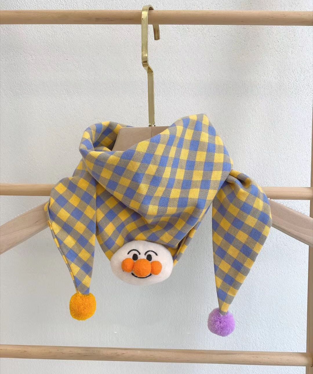 Korean-style Cotton-linen Plaid Childrens Scarf Versatile And Easy To Match