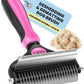 2-in-1 Dog & Long Hair Cat Deshedding Brush Undercoat Rake Dematting Tool