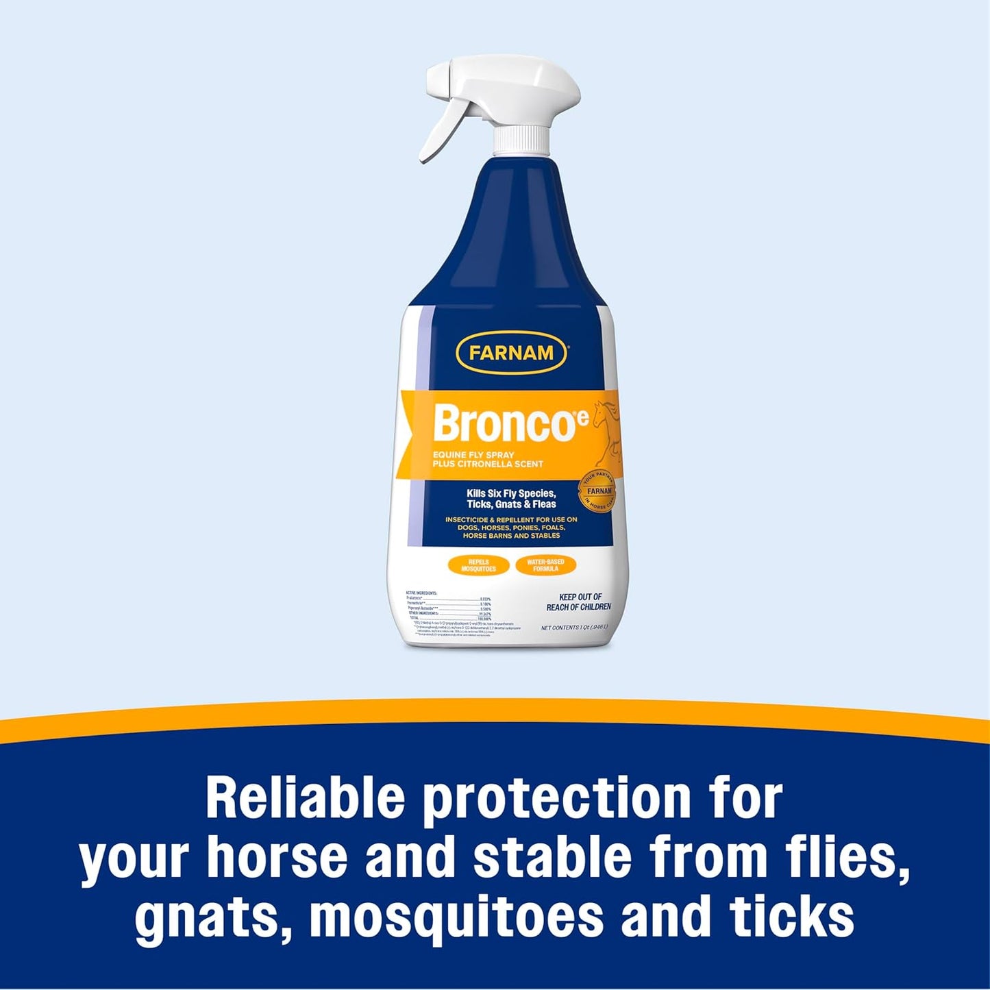 Farnam Bronco Equine Fly Spray Plus Citronella Repellent 32 oz. for Horses & Dogs 2PK