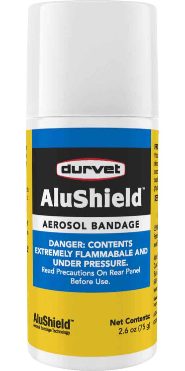 Durvet AluShield Aerosol Bandage 2.6oz Water-Resistant Animal Wound Spray