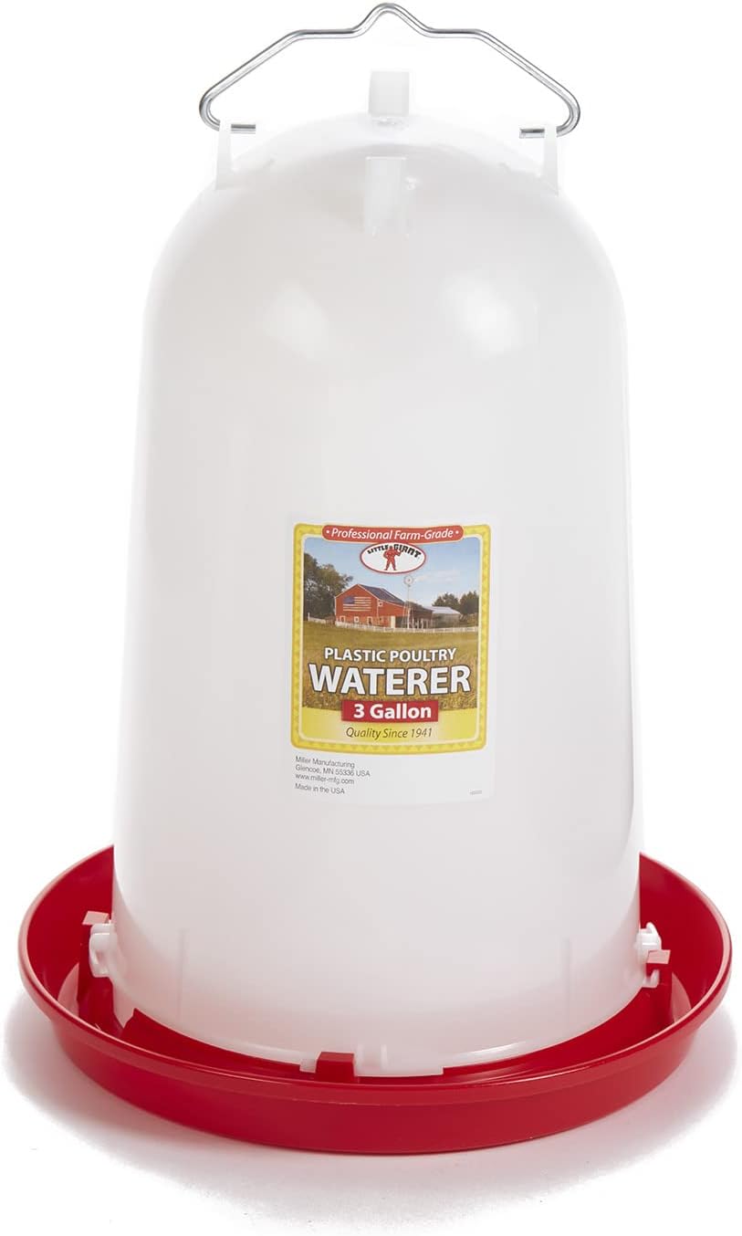 Little Giant 3 Gallon Poultry Drinker Gravity Fed Chicken Waterer Red Base