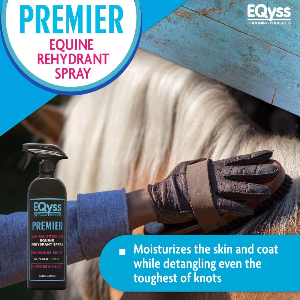 EQyss Premier Equine Horse Spray Moisturizes Skin and Coat 32 oz. Repel Dust Non-Slip