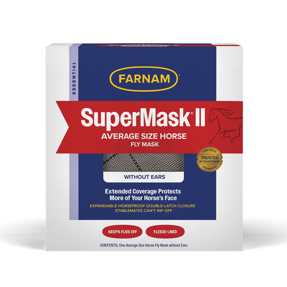 Farnam SuperMask II Horse Fly Mask No Ears Double-Latch Secure Mesh Eye Protection