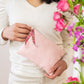 Pink Fleur Vegan Suede Clutch Purse