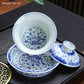 Luxurious 150ml Blue and White Porcelain Gaiwan – Handmade Tea Tureen