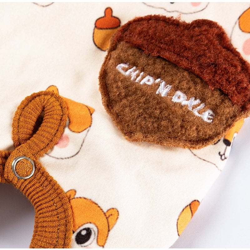 Cute All-Indian Squirrel Dog Sleeveless Clothes, Warm Winter Dog Jumpsuit, Teddy Soft-soled Shirt