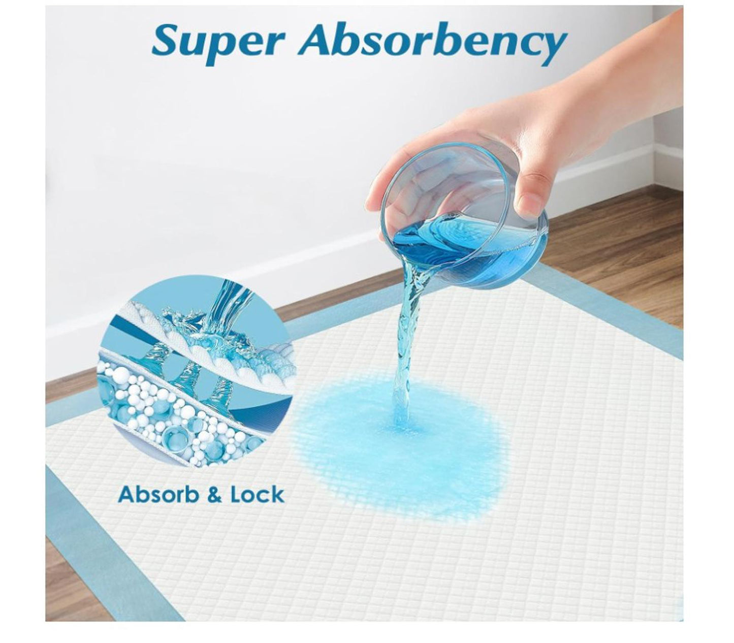 50 Count 22” x 22” Disposable Pads, Leakproof, Absorbent Quick Drying Pads