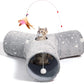 3-Way Collapsible Tunnel Cat Toy with Ball & Peek Hole for Indoor Cats & Kittens