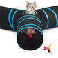 3-Way Collapsible Tunnel Cat Toy with Ball & Peek Hole for Indoor Cats & Kittens