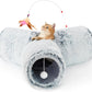 3-Way Collapsible Tunnel Cat Toy with Ball & Peek Hole for Indoor Cats & Kittens