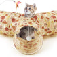 3-Way Collapsible Tunnel Cat Toy with Ball & Peek Hole for Indoor Cats & Kittens