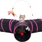 3-Way Collapsible Tunnel Cat Toy with Ball & Peek Hole for Indoor Cats & Kittens