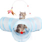 3-Way Collapsible Tunnel Cat Toy with Ball & Peek Hole for Indoor Cats & Kittens