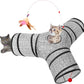 3-Way Collapsible Tunnel Cat Toy with Ball & Peek Hole for Indoor Cats & Kittens