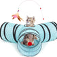 3-Way Collapsible Tunnel Cat Toy with Ball & Peek Hole for Indoor Cats & Kittens