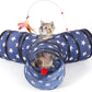 3-Way Collapsible Tunnel Cat Toy with Ball & Peek Hole for Indoor Cats & Kittens