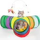 3-Way Collapsible Tunnel Cat Toy with Ball & Peek Hole for Indoor Cats & Kittens