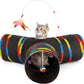 3-Way Collapsible Tunnel Cat Toy with Ball & Peek Hole for Indoor Cats & Kittens